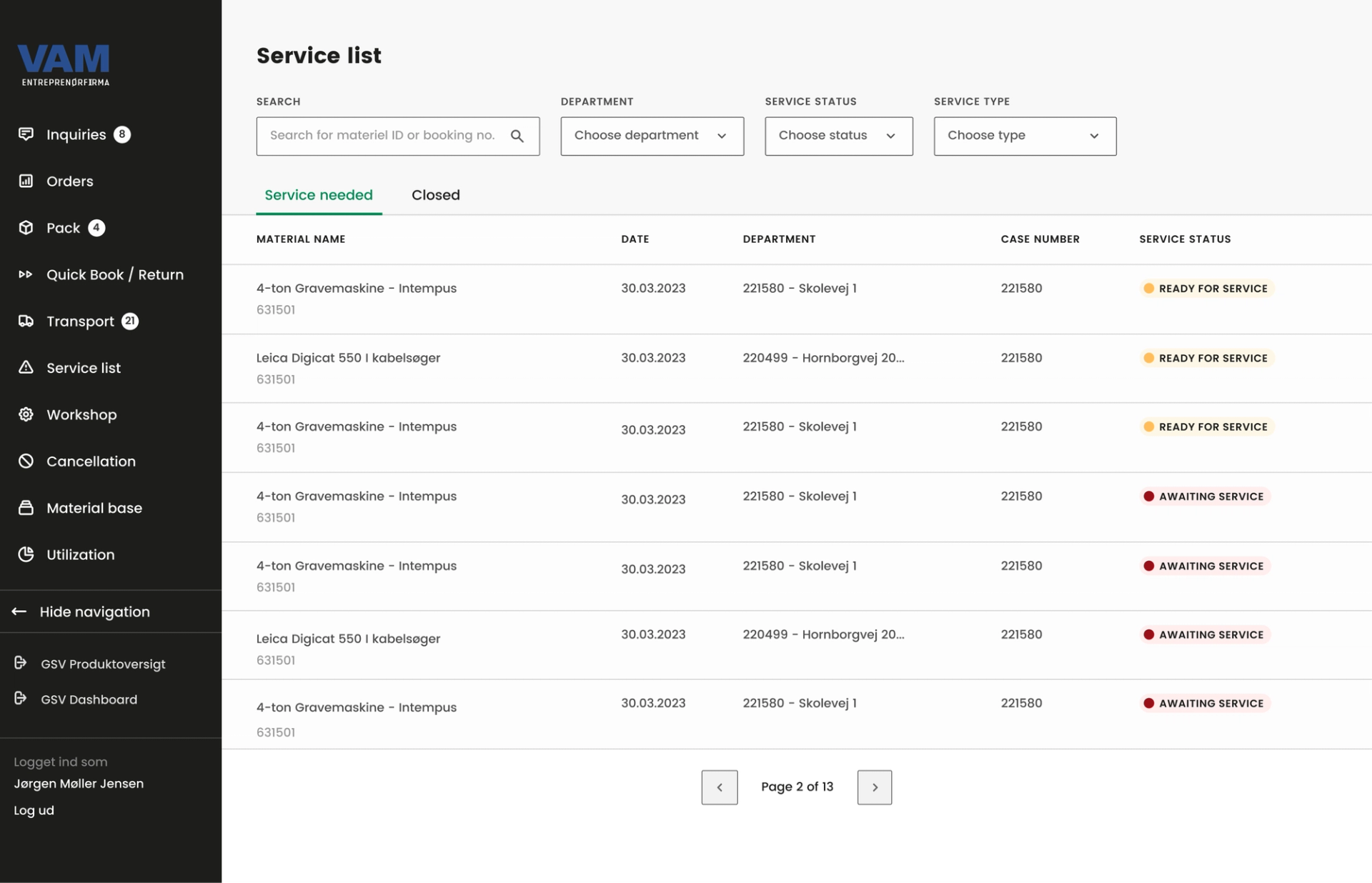 customer portal service list