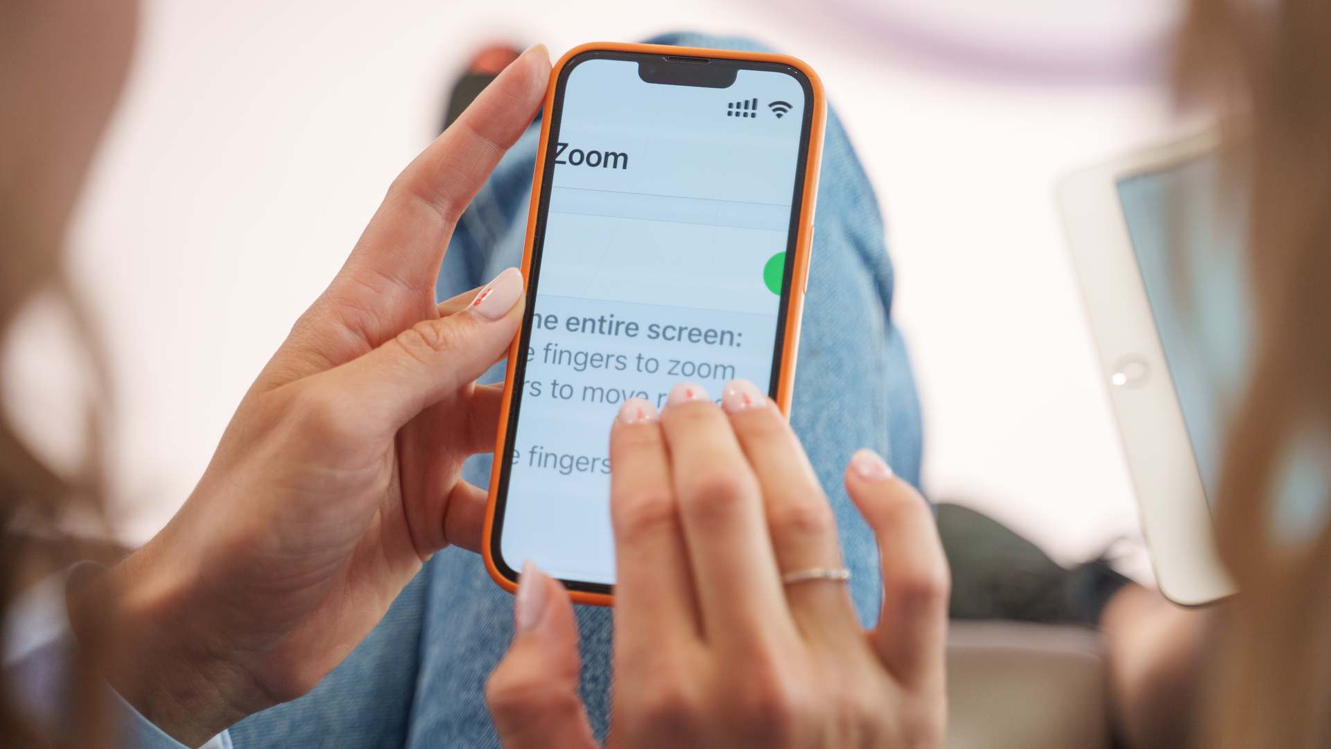 A zoomed screen