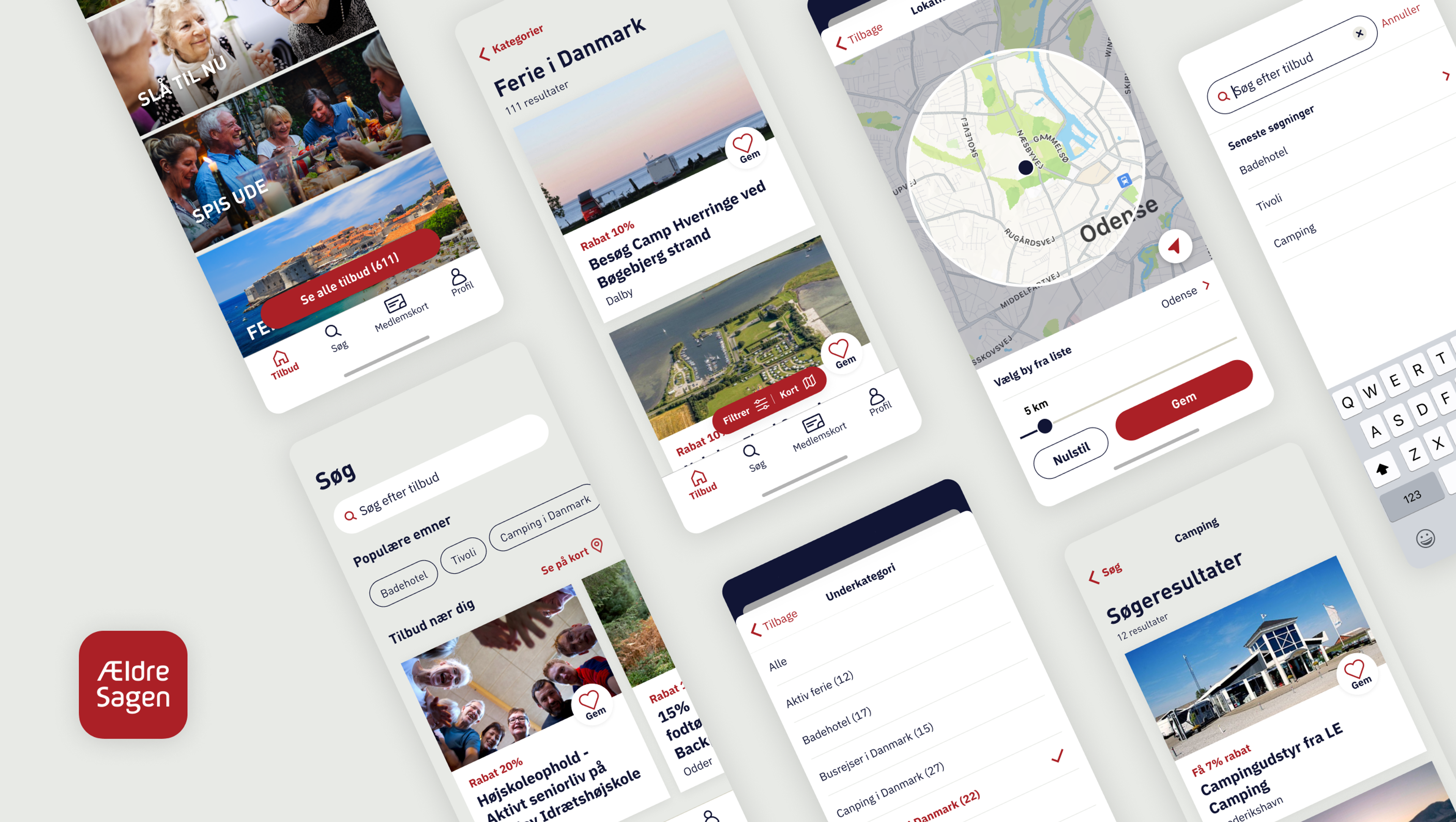 Ældre Sagen app screens