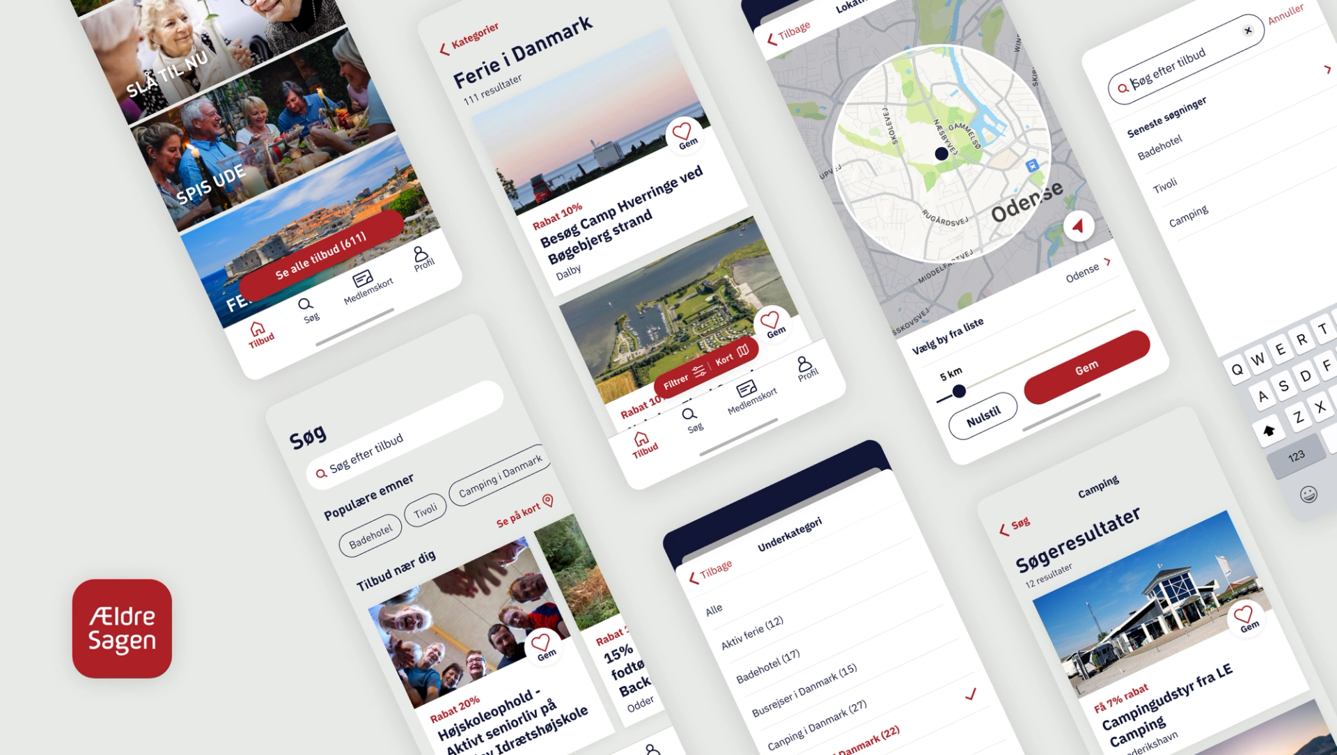 Ældre Sagen app screens