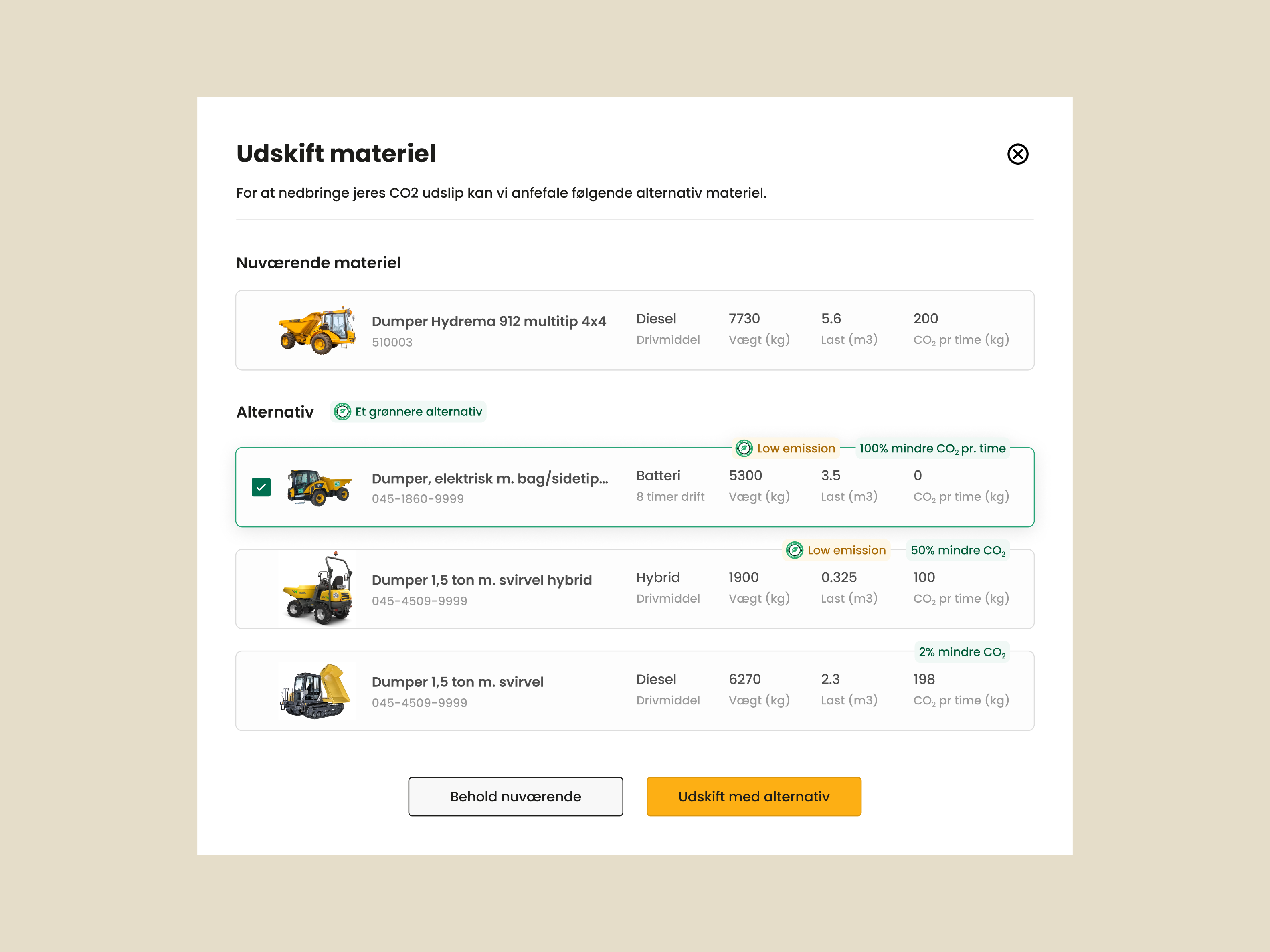choose low-emission equipment