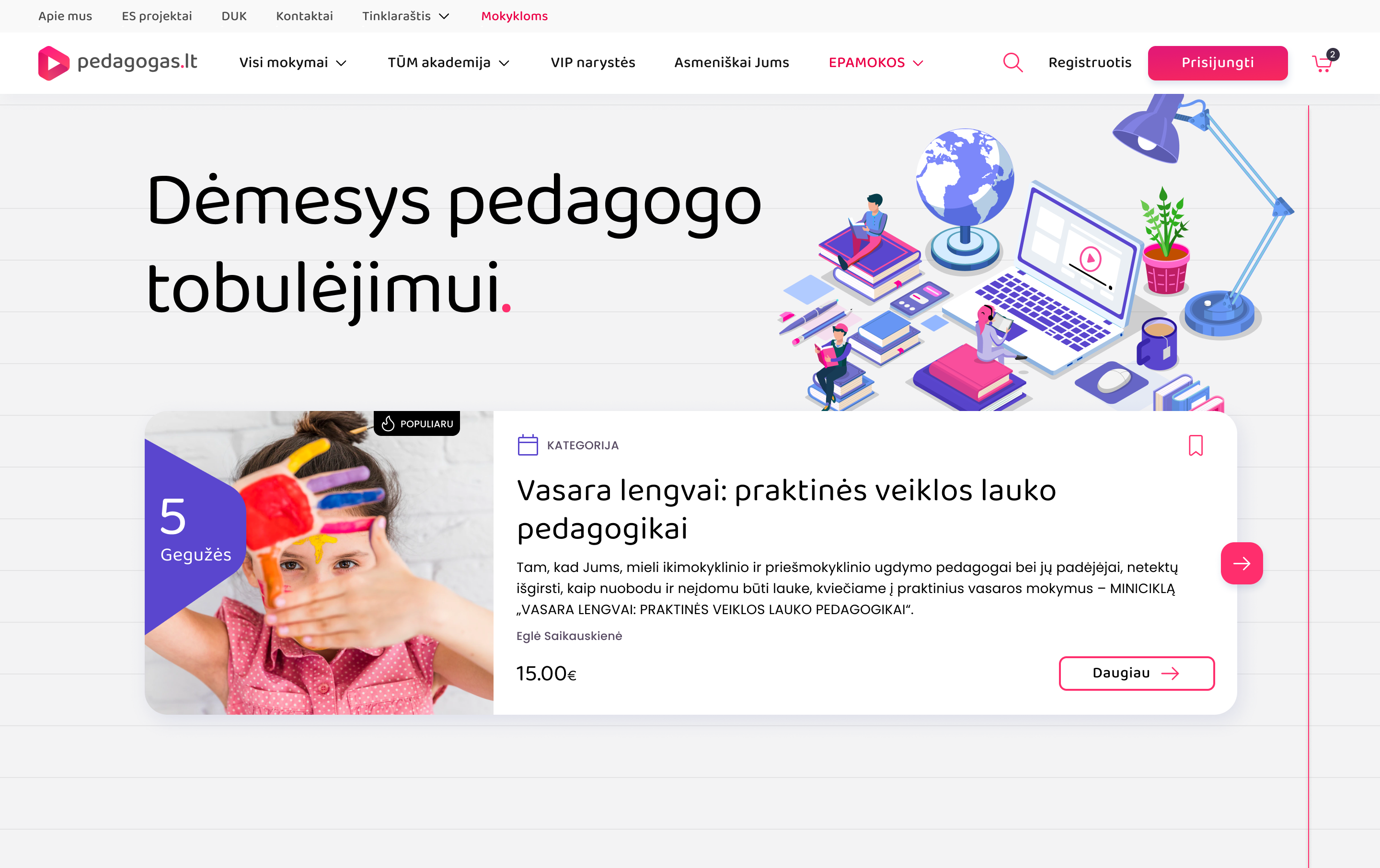 Pedagogas.lt frontpage redesign