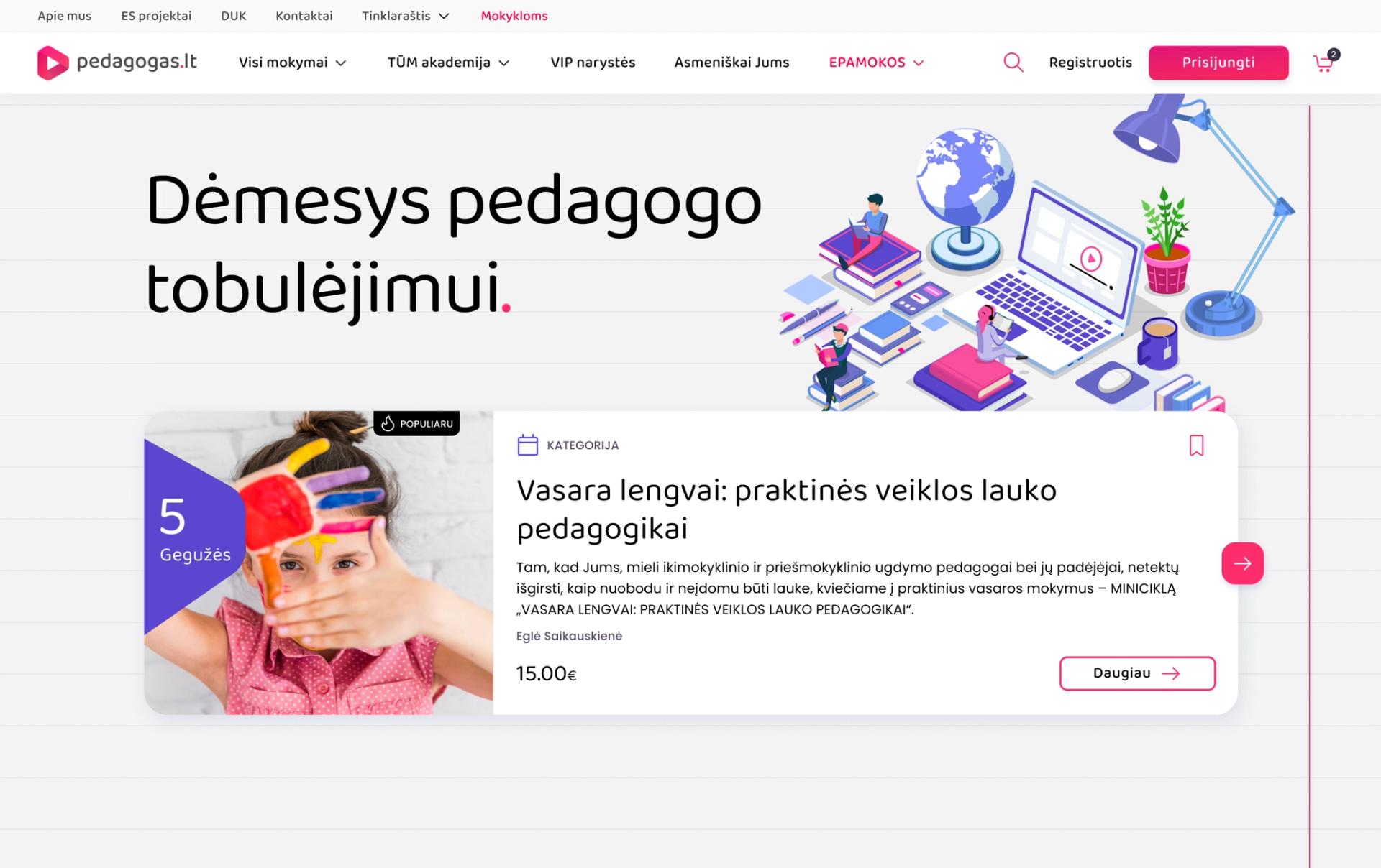 Pedagogas.lt frontpage redesign