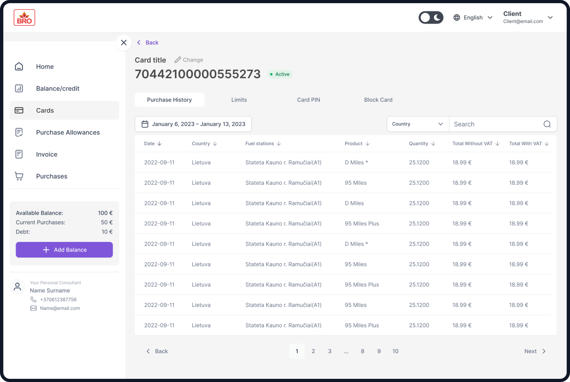 Stateta self-service dashboard