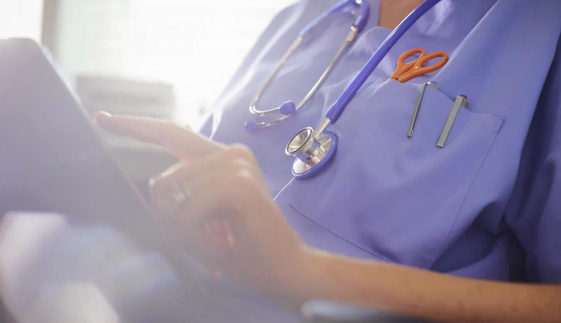 Professional healthcare setting background promoting Practice Nurse resources