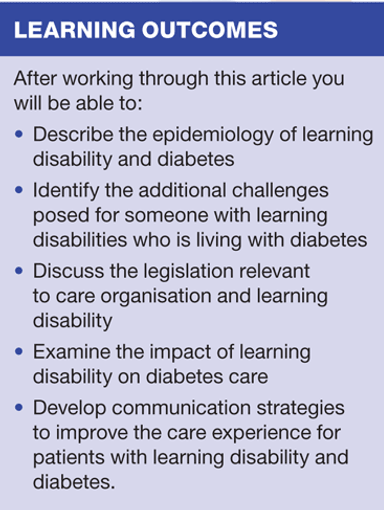 Learning disability and diabetes: addressing the challenges