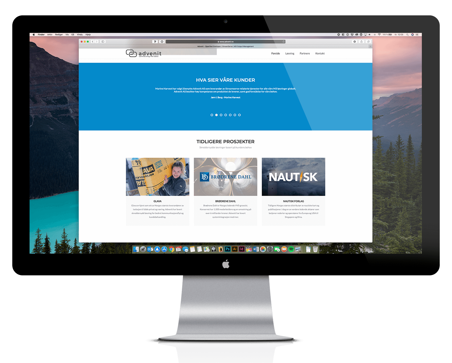 Advenit One Page-nettside vist med full sidelayout