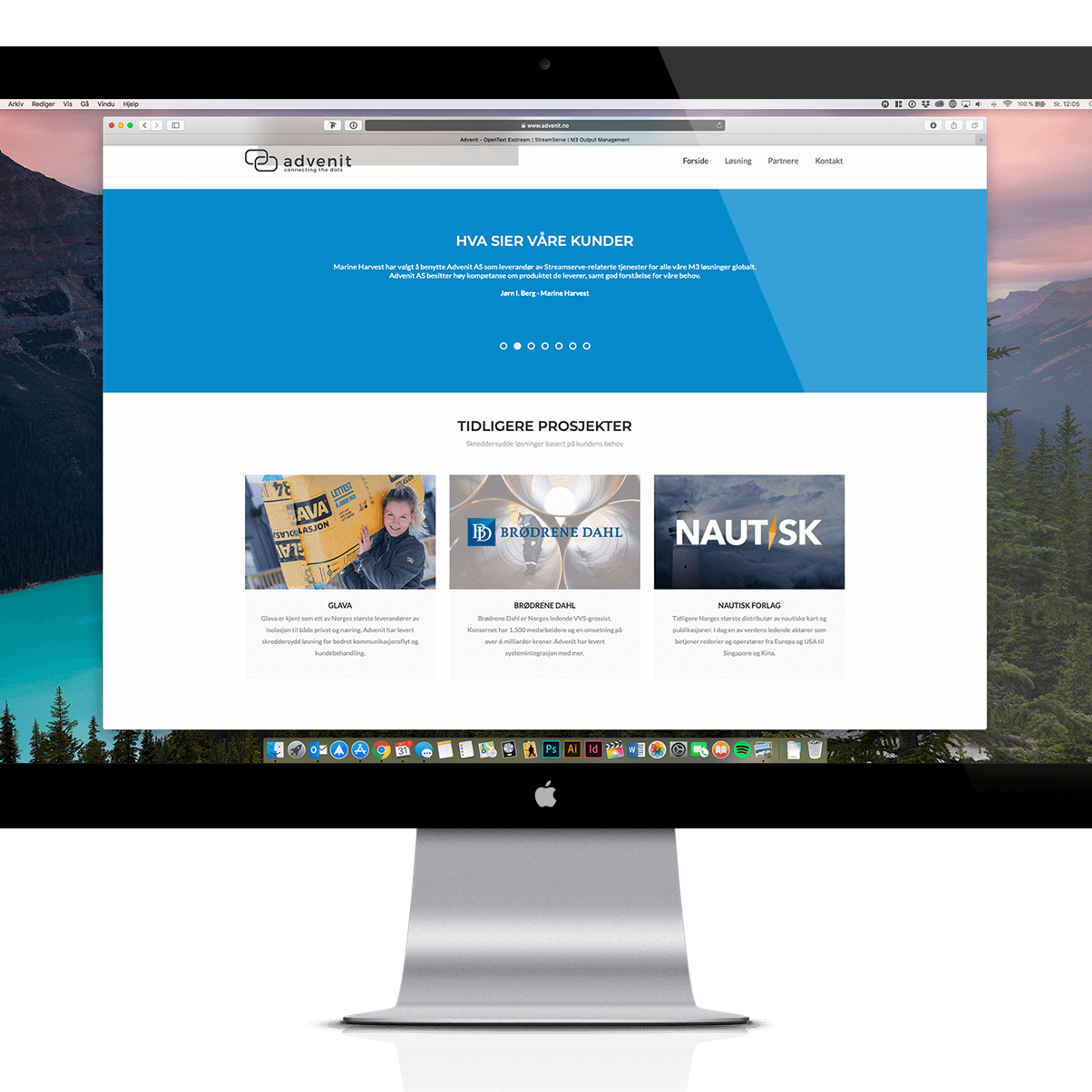 Advenit One Page-nettside vist med full sidelayout