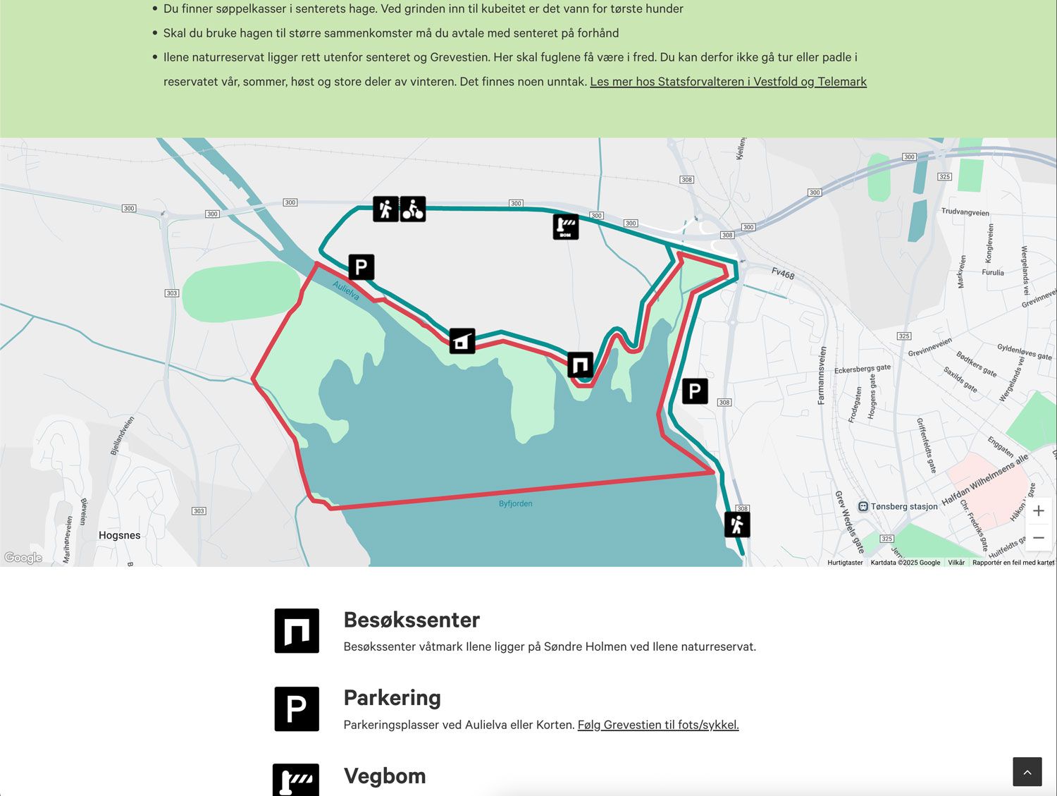 ILENE.no skjermbilde med detaljert innhold om våtmarksnaturen