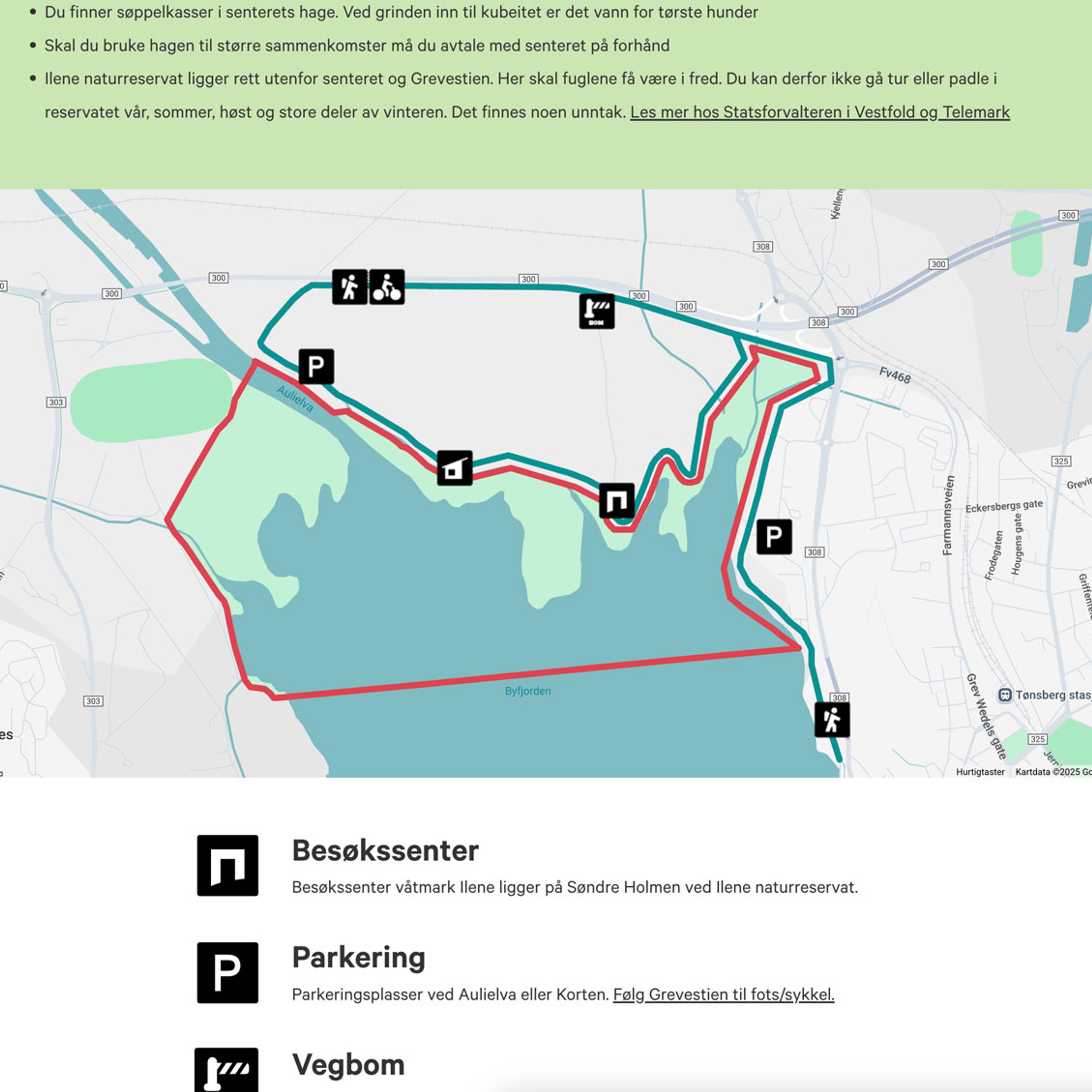 ILENE.no skjermbilde med detaljert innhold om våtmarksnaturen