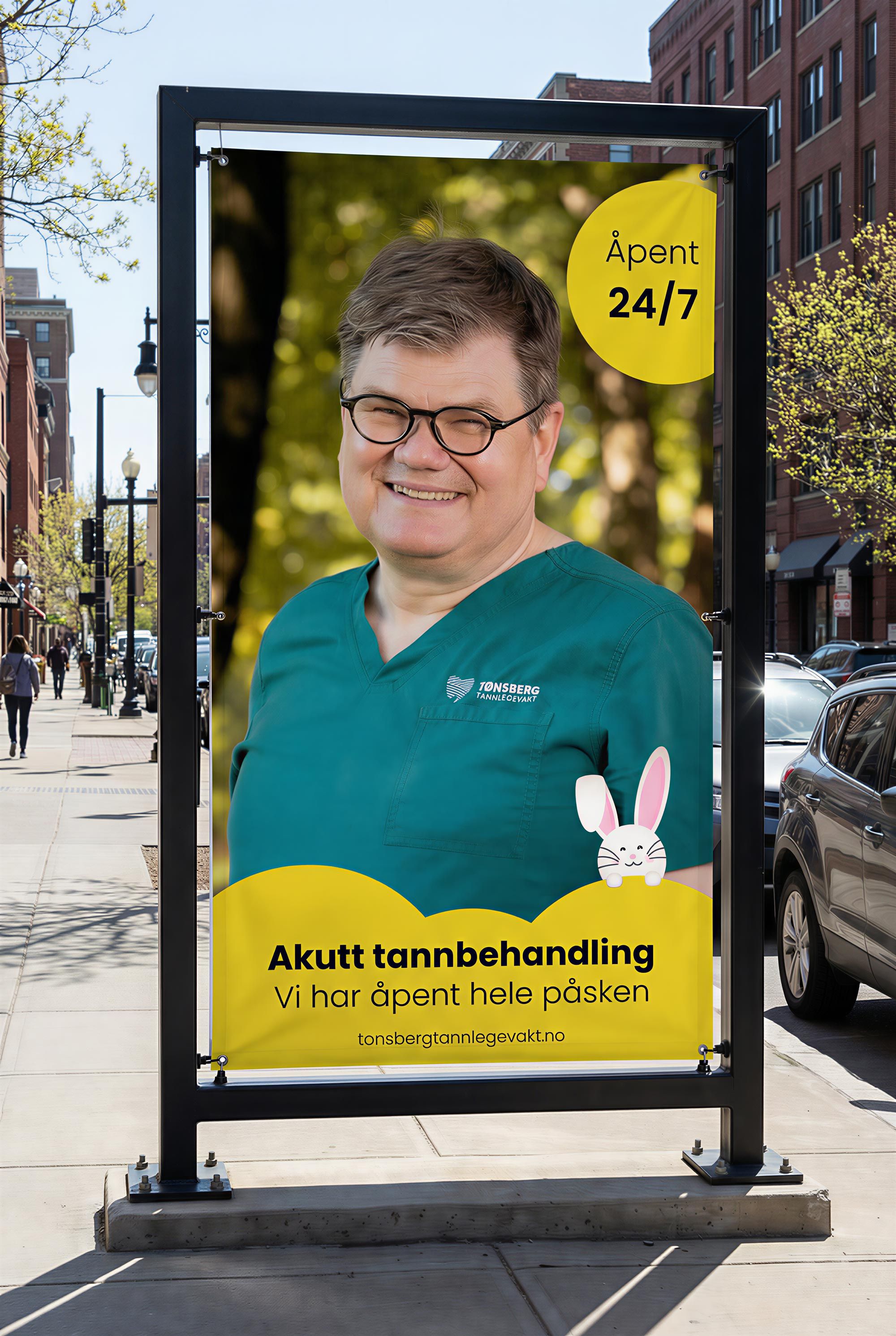Påskekampanje for Tønsberg Tannlegevakt – SoMe-innlegg