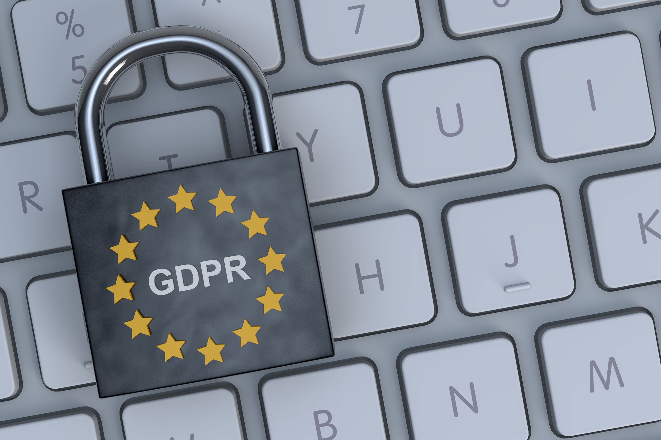 Bilde av en hengelås med teksten GDPR over ett tastatur