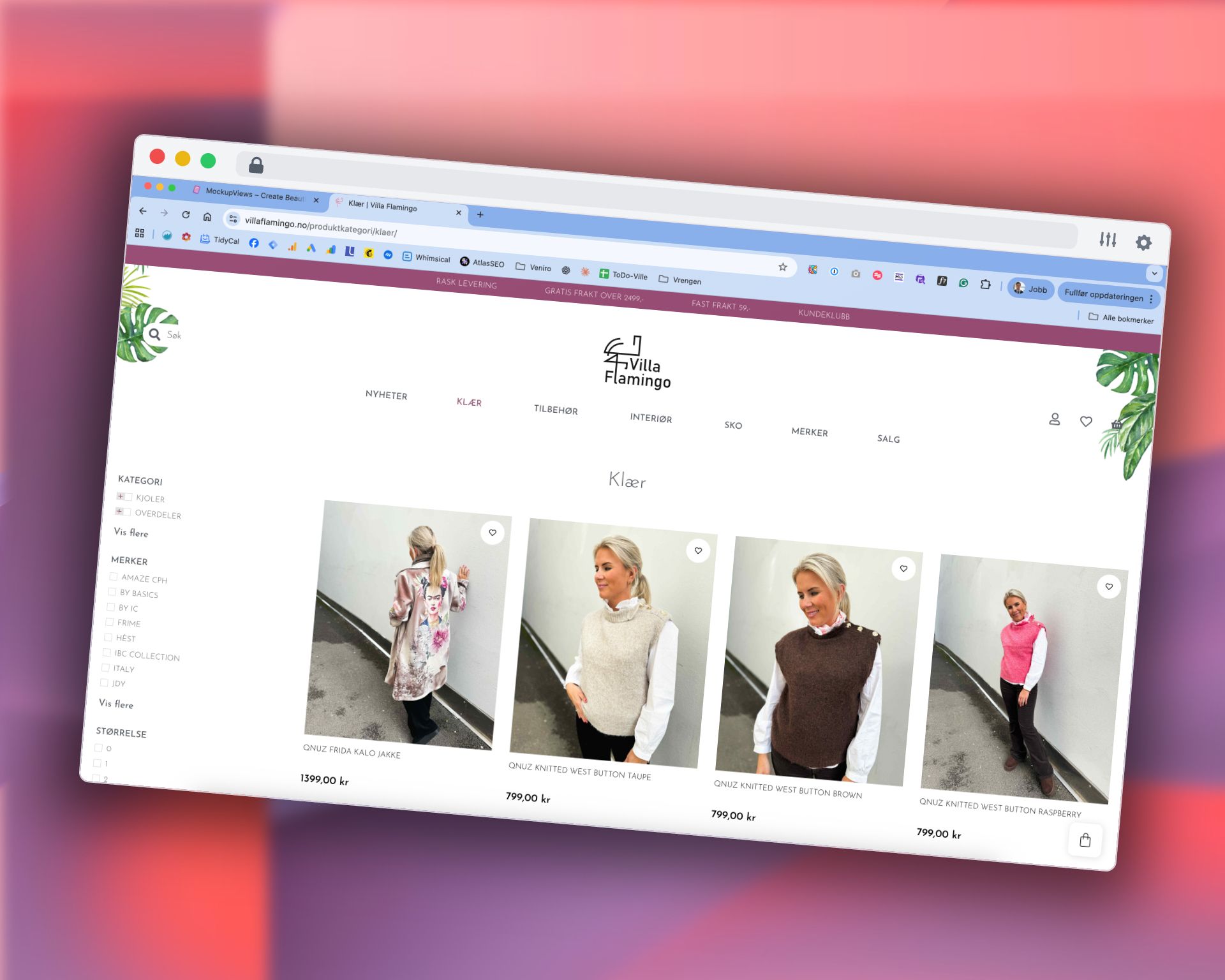 Villa Flamingo WooCommerce-nettbutikk design