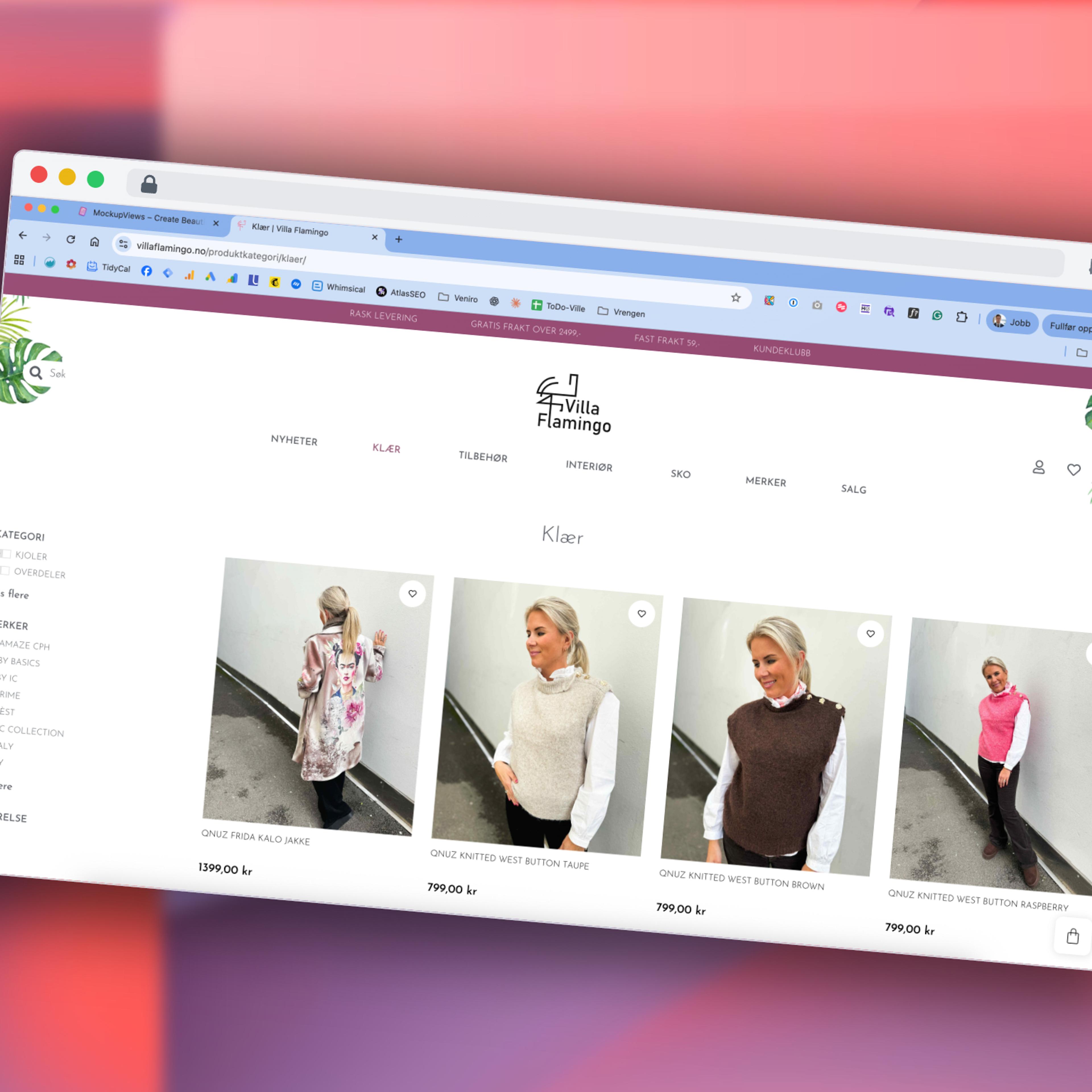 Villa Flamingo WooCommerce-nettbutikk design