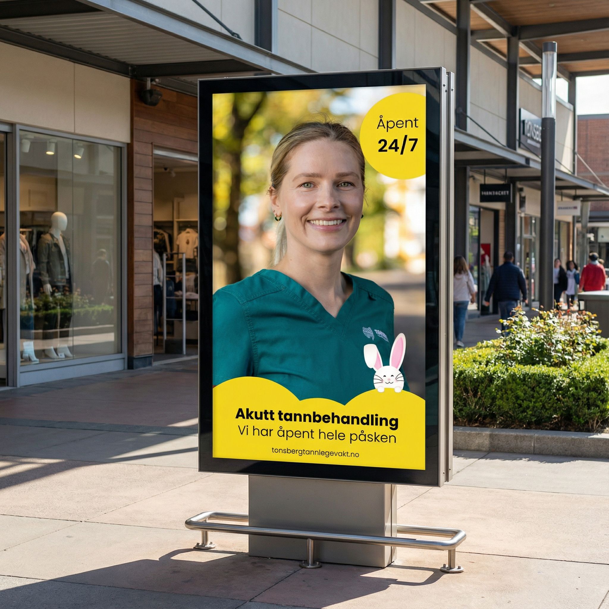 Påskekampanje for Tønsberg Tannlegevakt – kvadratisk annonse