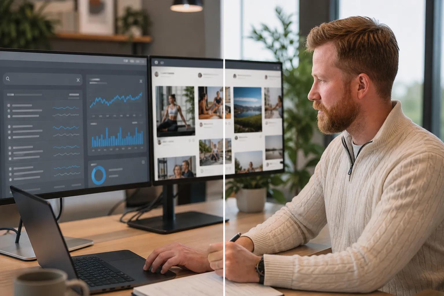 Illustrasjon av forskjellen mellom søkedrevet remarketing og visuell remarketing i sosiale medier.