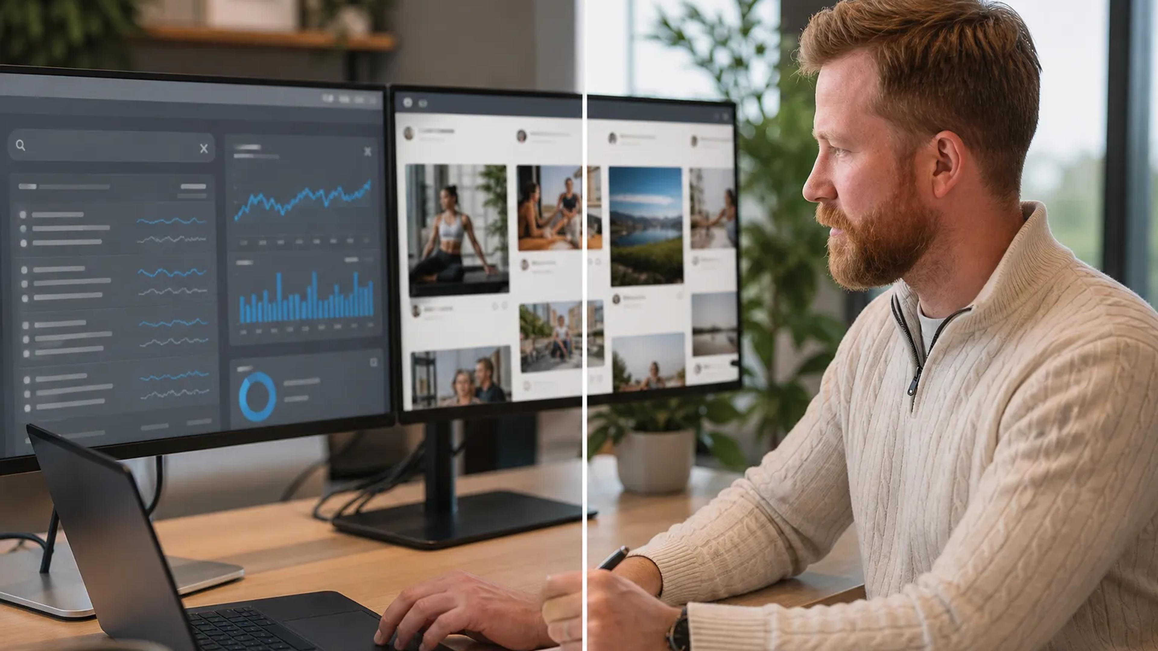 Illustrasjon av forskjellen mellom søkedrevet remarketing og visuell remarketing i sosiale medier.