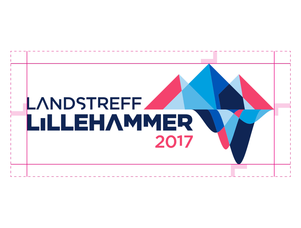 Logo med luftrom og retningslinjer fra designmanualen for Landstreff Lillehammer