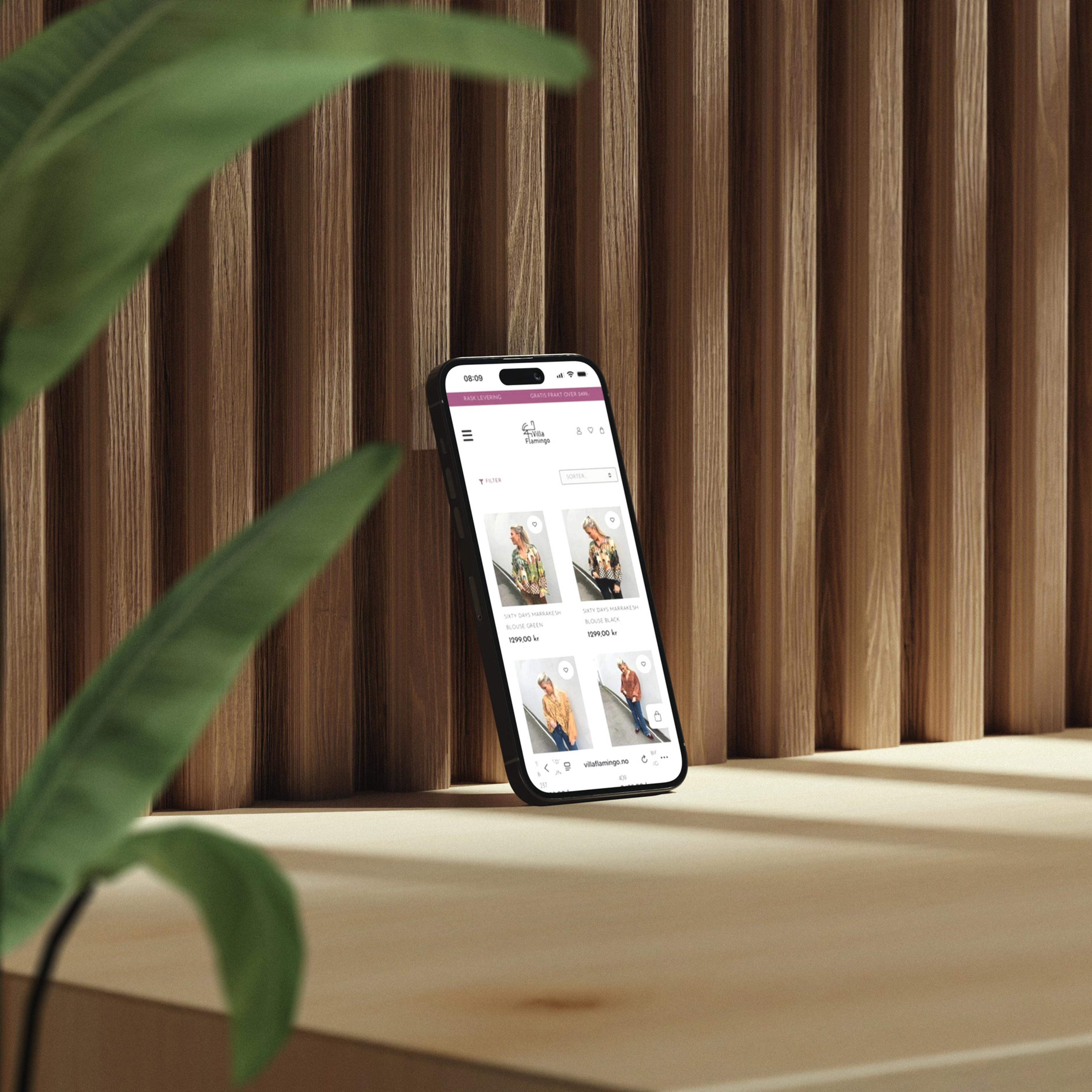 WooCommerce-nettbutikk for Villa Flamingo med produktoversikt