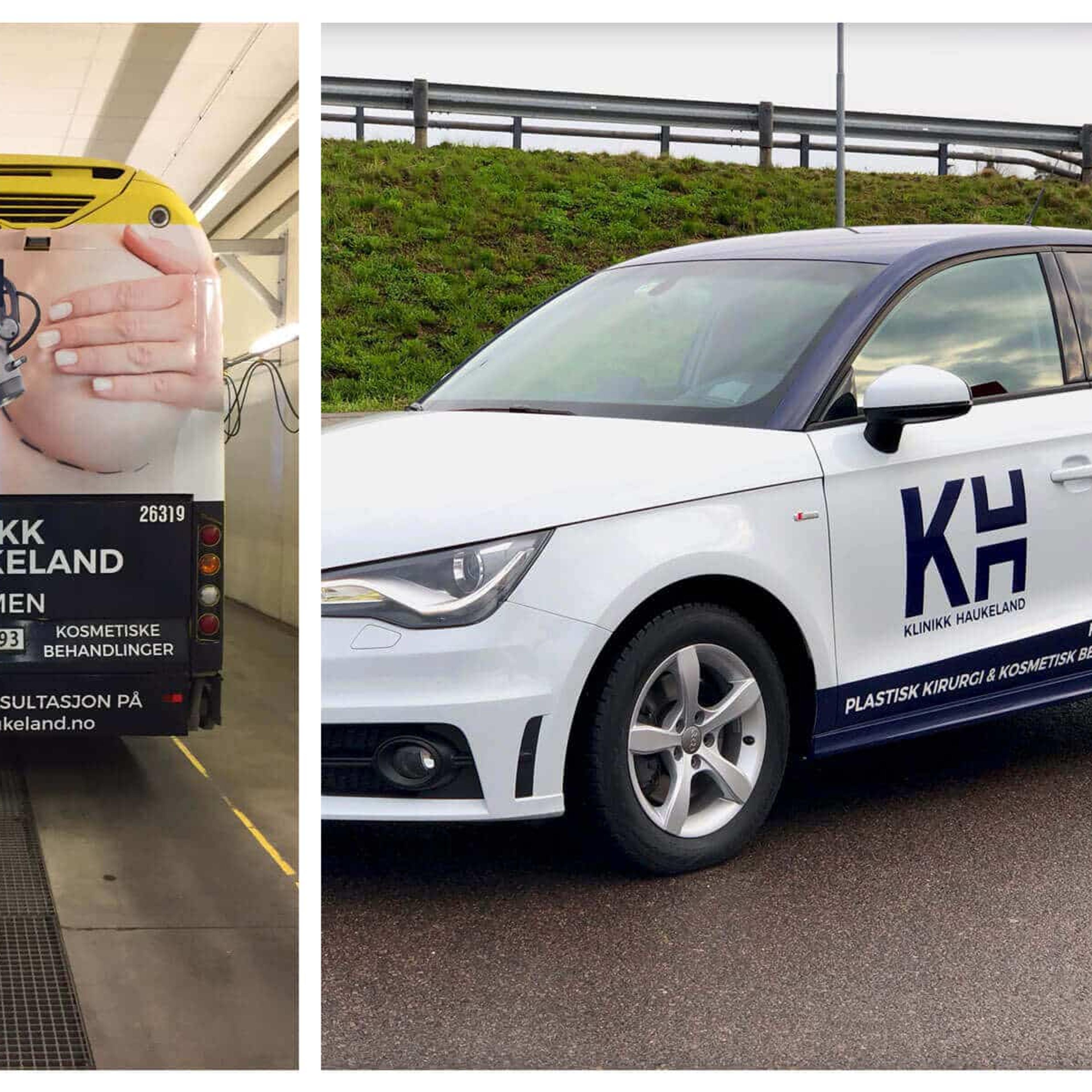 Bildekor og bussdekor collage for Klinikk Haukeland