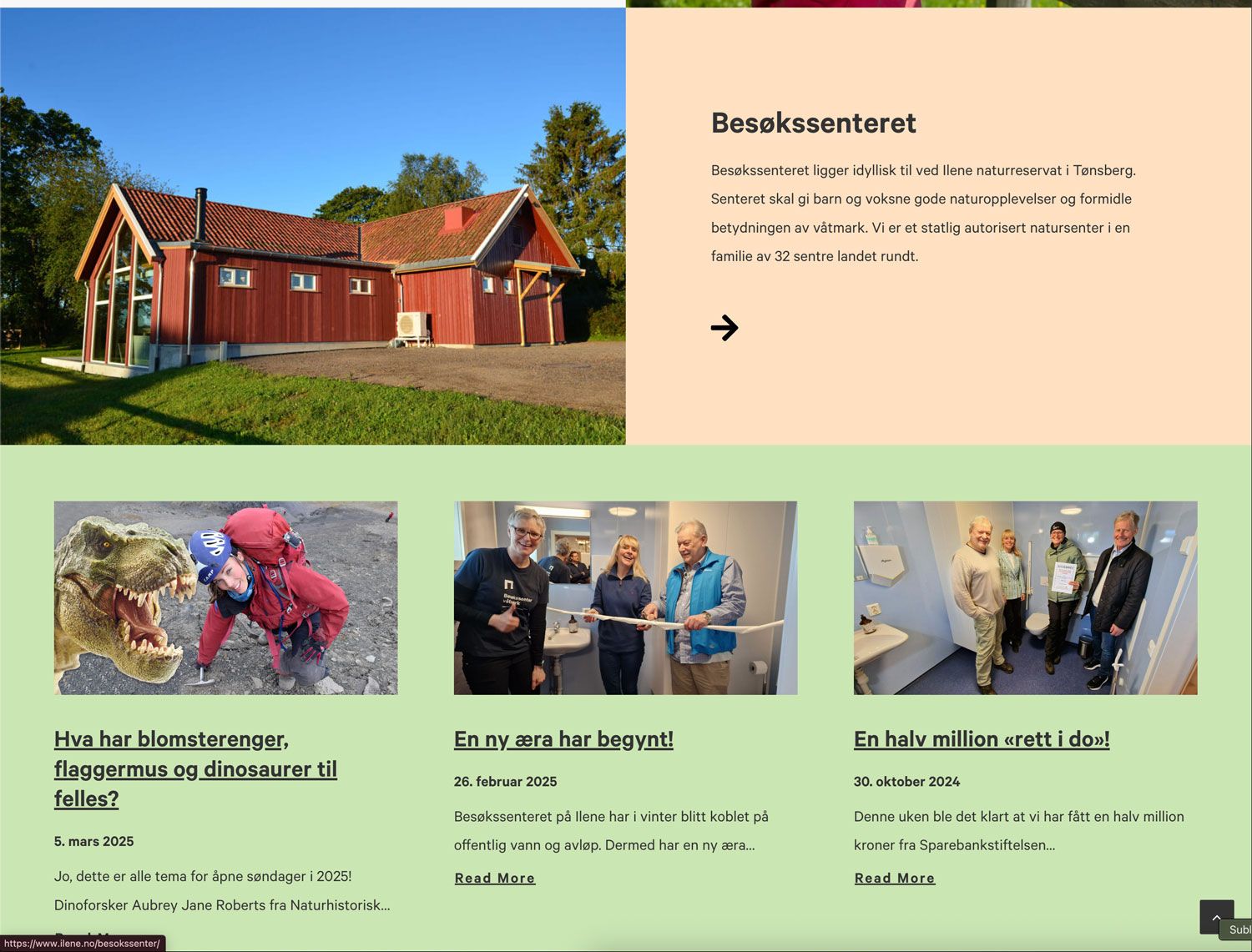 Skjermbilde av ILENE.no med innholdsoversikt