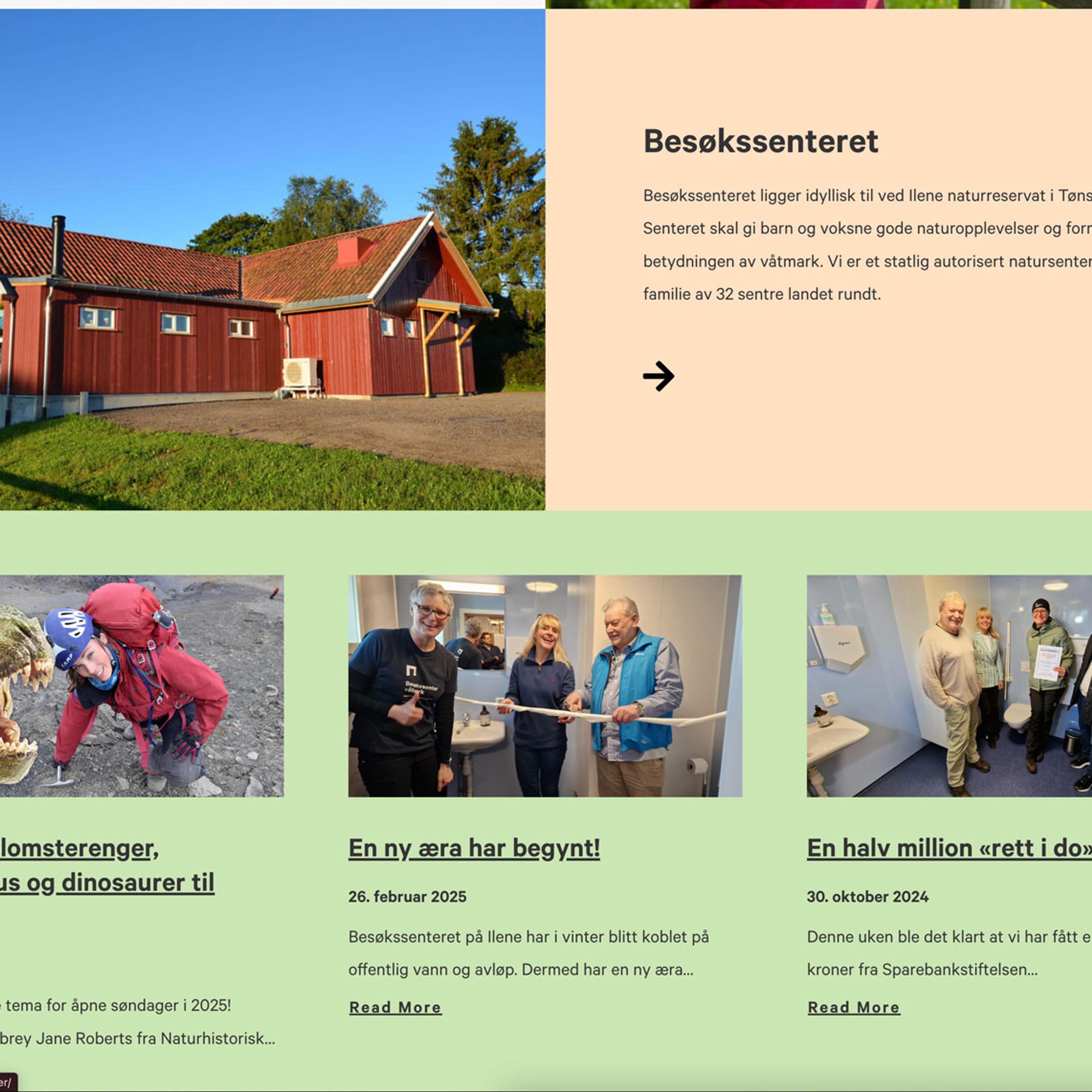 Skjermbilde av ILENE.no med innholdsoversikt