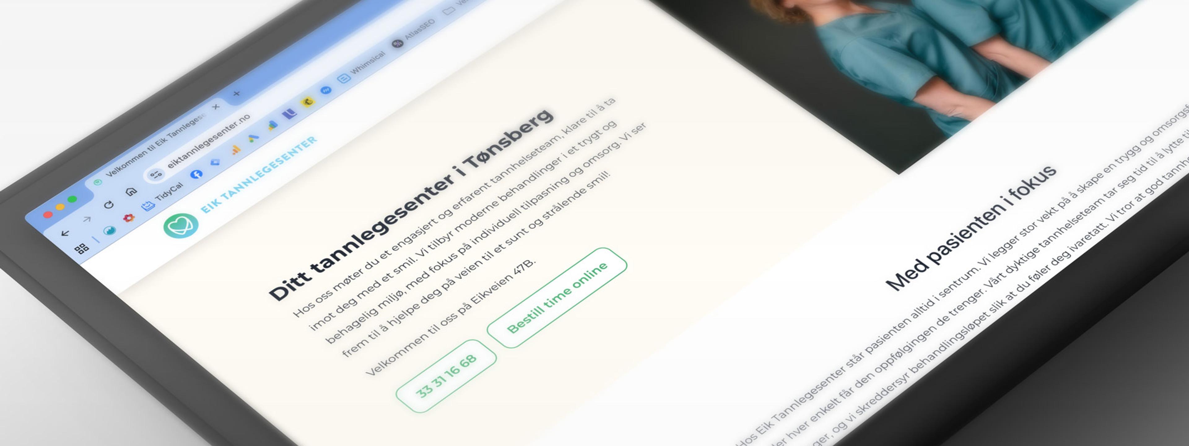 Eik Tannlegesenter WordPress-hjemmeside desktop-visning