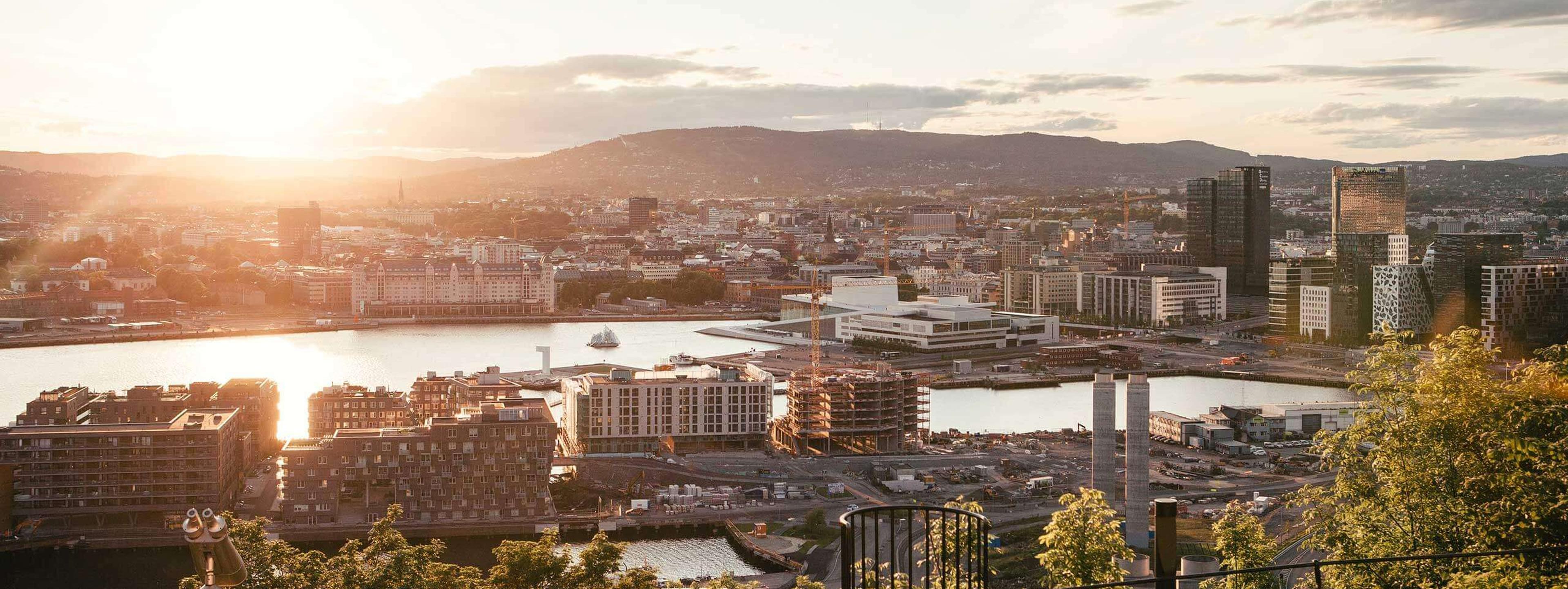 Vince AS nettside vist med Oslo-skyline i bakgrunnen