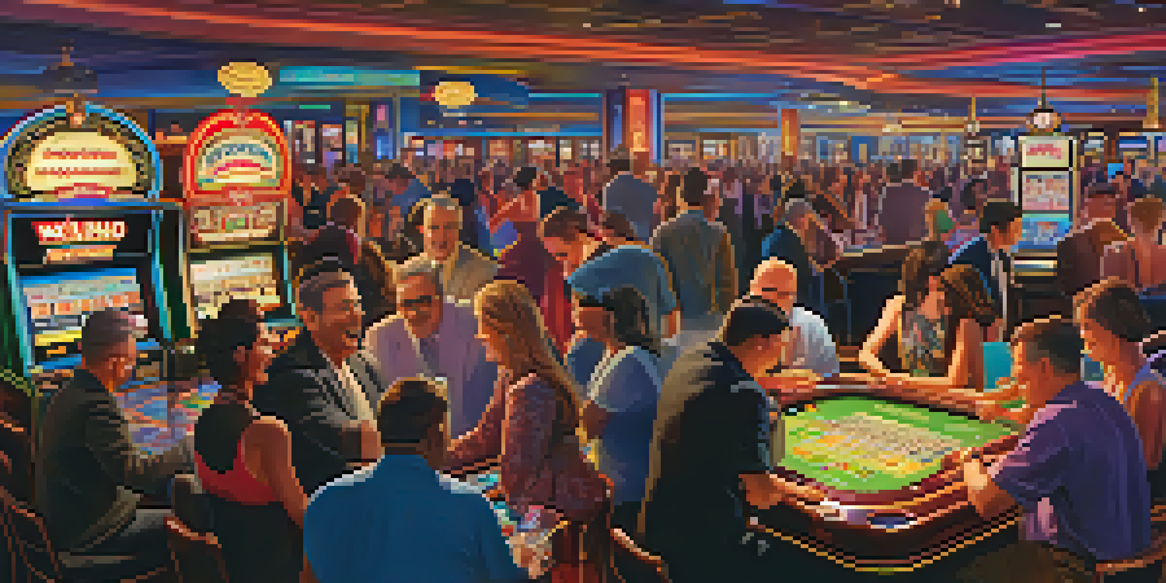 A lively casino floor in Reno filled with colorful slot machines and players enjoying table games.