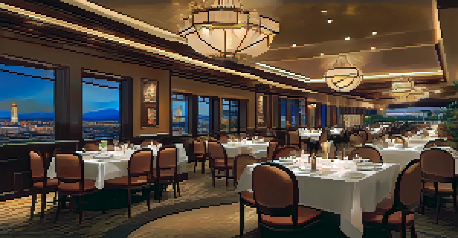 An upscale restaurant in a Reno casino with elegantly set dining tables and gourmet dishes.