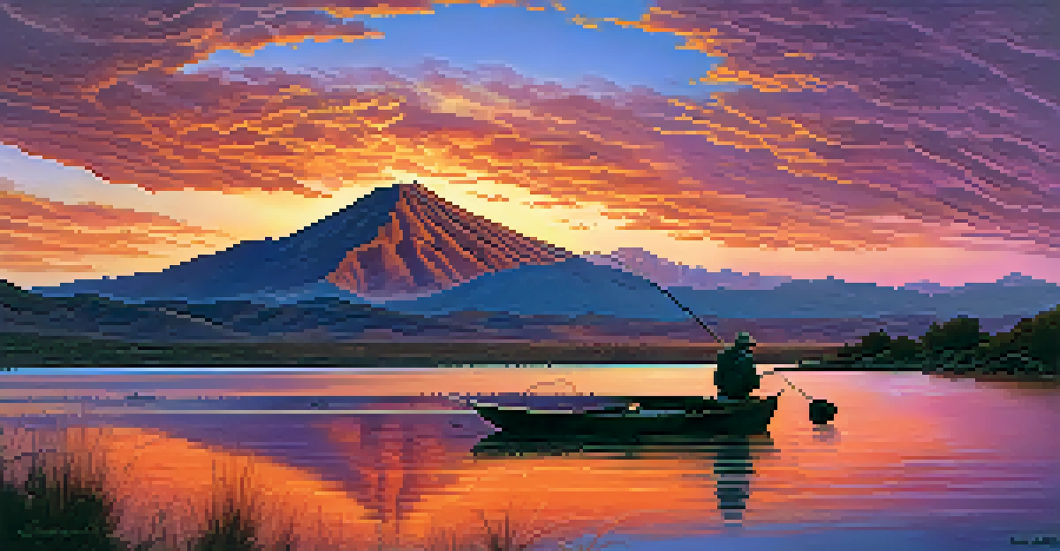 A breathtaking sunset at Pyramid Lake with a fisherman silhouetted against the colorful sky.