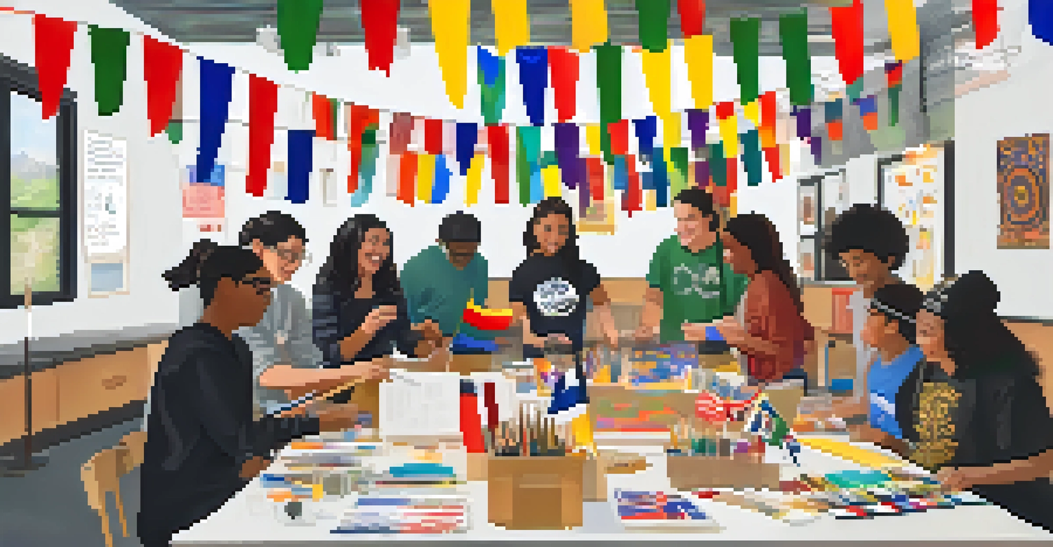 Students participating in a cultural workshop at the Multicultural Center at UNR, surrounded by decorations representing various cultures.