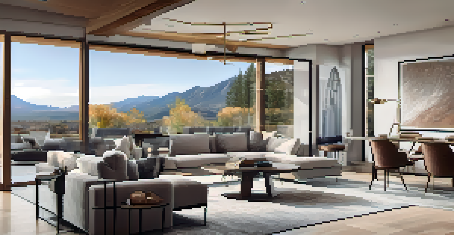A bright and spacious interior of a modern luxury home in Reno, featuring a home office and living area.