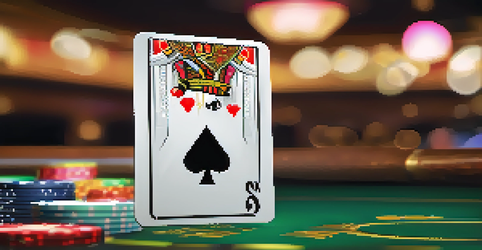 A close-up of a colorful casino loyalty card on a gaming table with chips and cards.