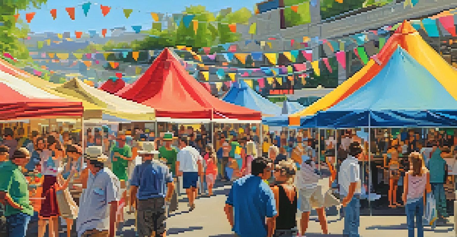 An outdoor art fair in Reno with local artists displaying their work and a vibrant crowd enjoying the event.