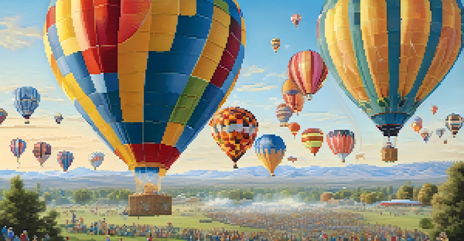 Families enjoying the Great Reno Balloon Race, with colorful hot air balloons in the sky and children engaged in fun activities.