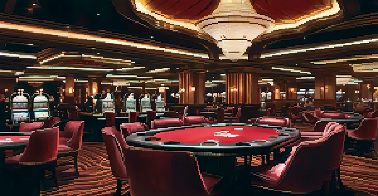 Luxurious casino interior featuring a high-stakes poker table and players in action.