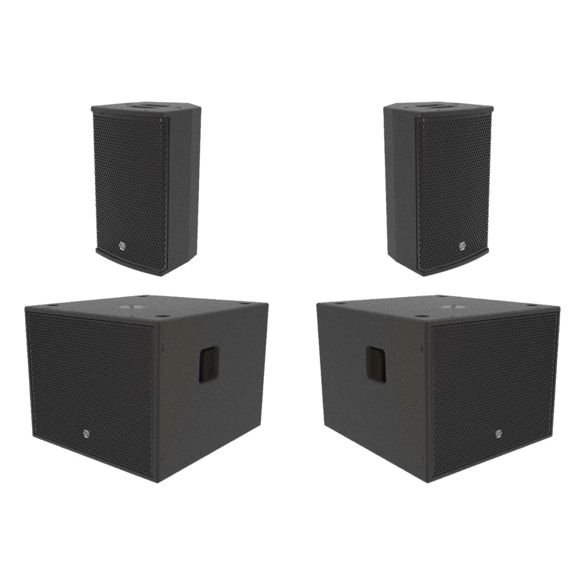 Festpaket från EM Acoustics med dubbla toppar och subbar