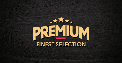 the word premium is on a black background