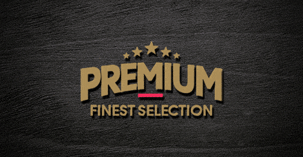 the word premium is on a black background