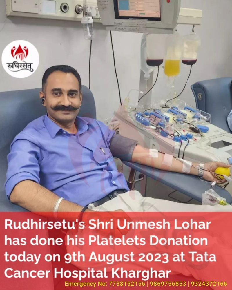 Unmesh Lohar Platelets Donation Tata Cancer Hospital