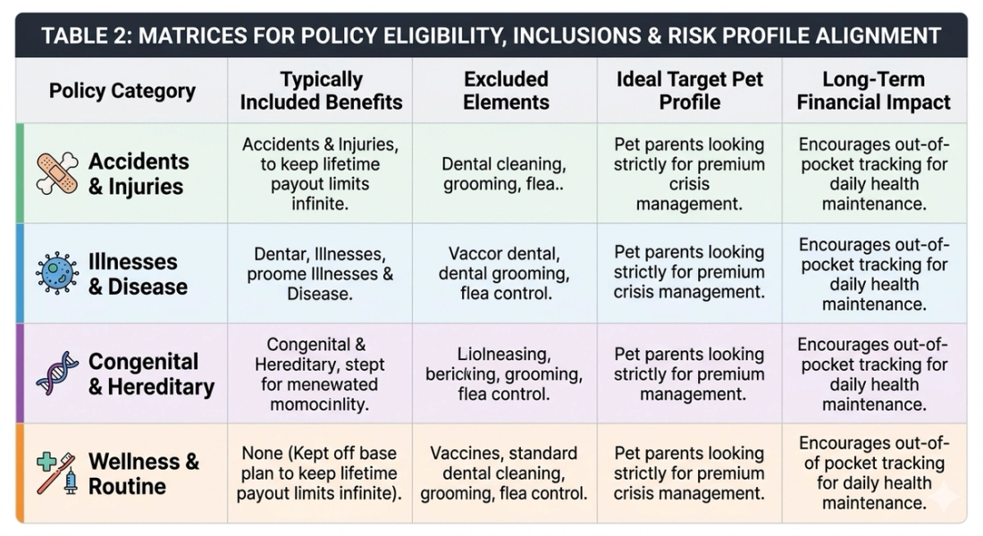 MATRICES FOR POLICY ELIGIBILITY, INCLUSIONS & RISK PROFILE ALIGNMENT