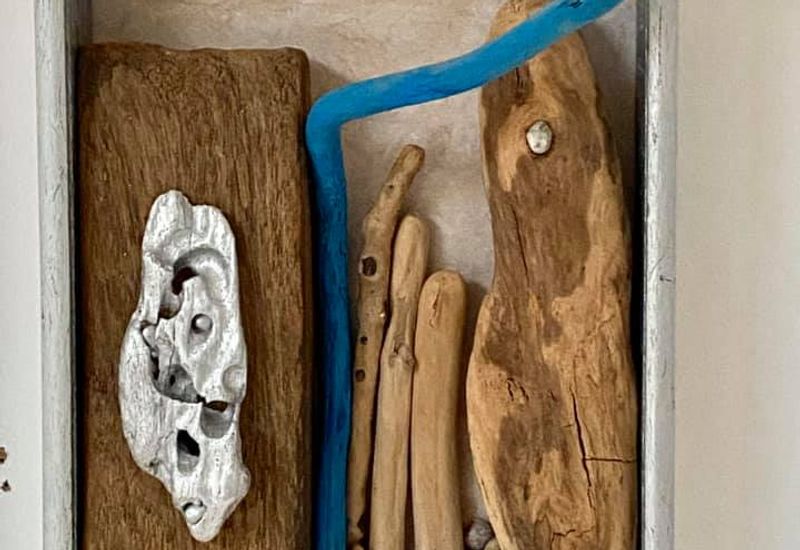 A sculpture made from recycled and natural materials