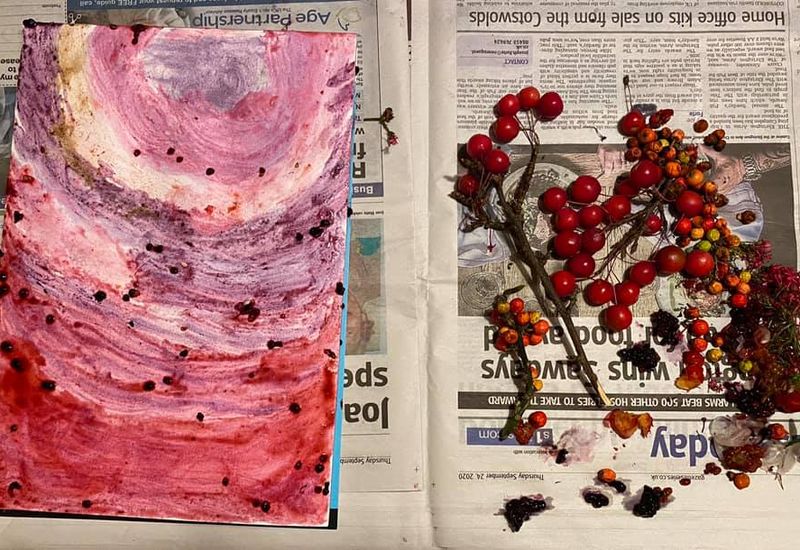 Paints and inks made from natural pigments from plants and rocks