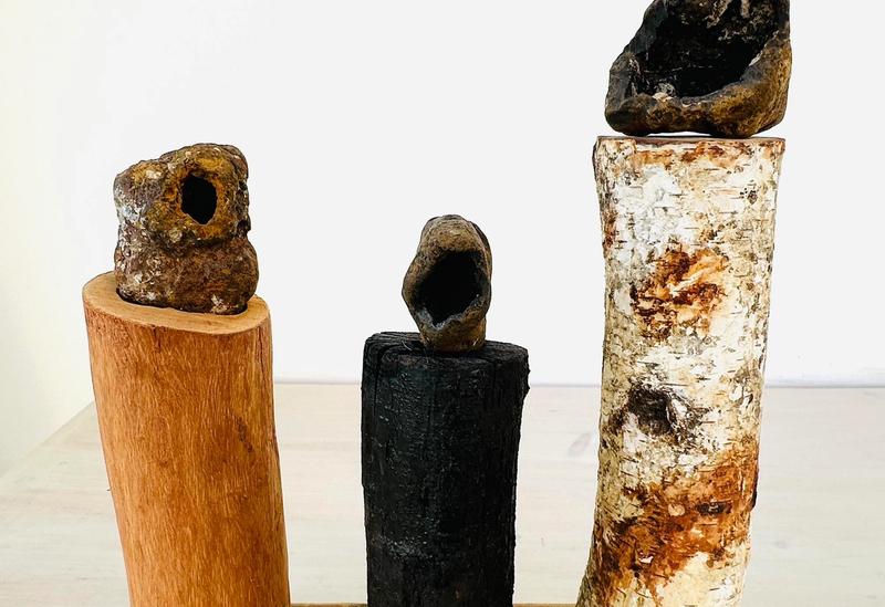 Another painting made from recycled materials