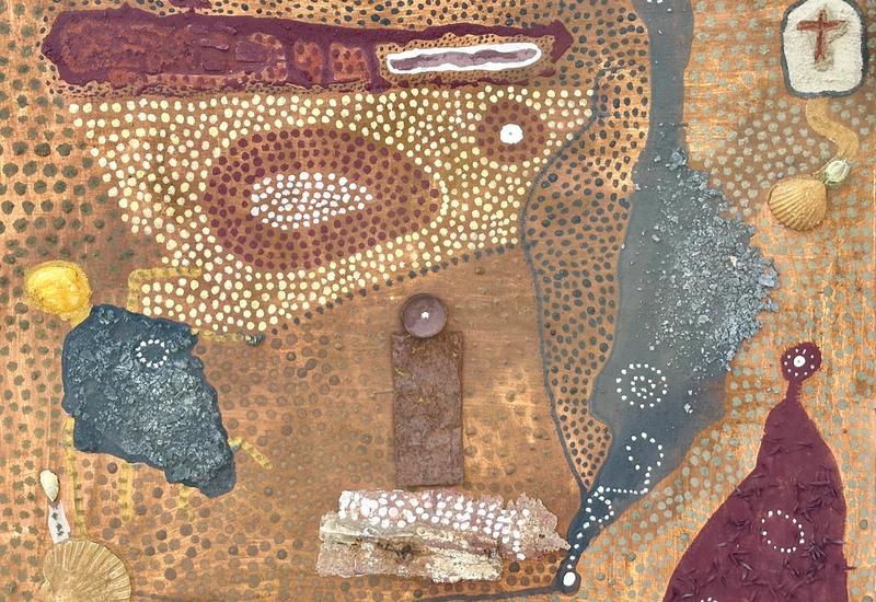 A painting made from recycled materials