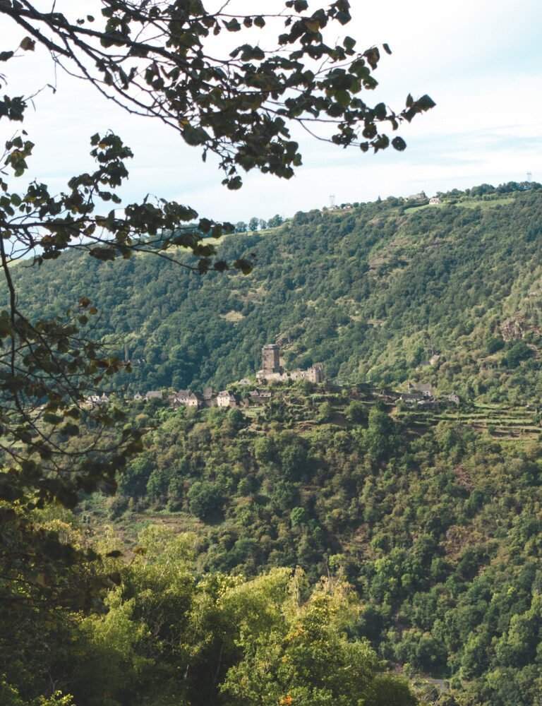 views of castle from Cascades du Saut du Chien