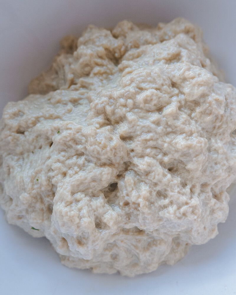 Dough for the seitan chicken made with wheat gluten
