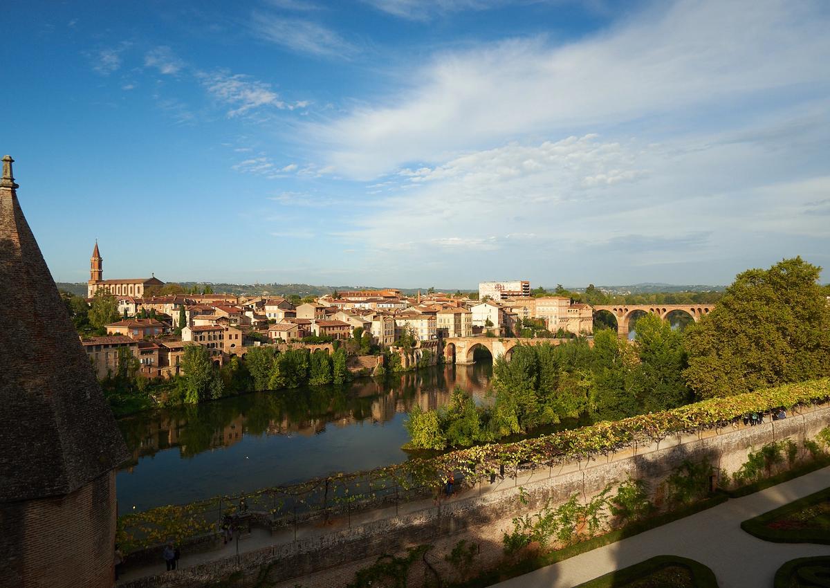 albi views with two bridges from berbie palace gardens