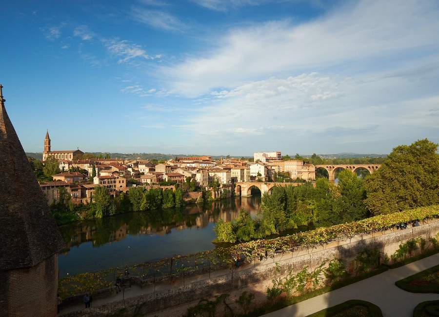 albi views with two bridges from berbie palace gardens